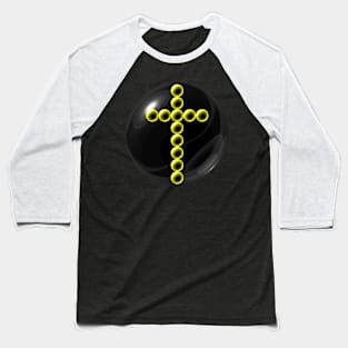 Yellow Cross in Glass Ball Baseball T-Shirt